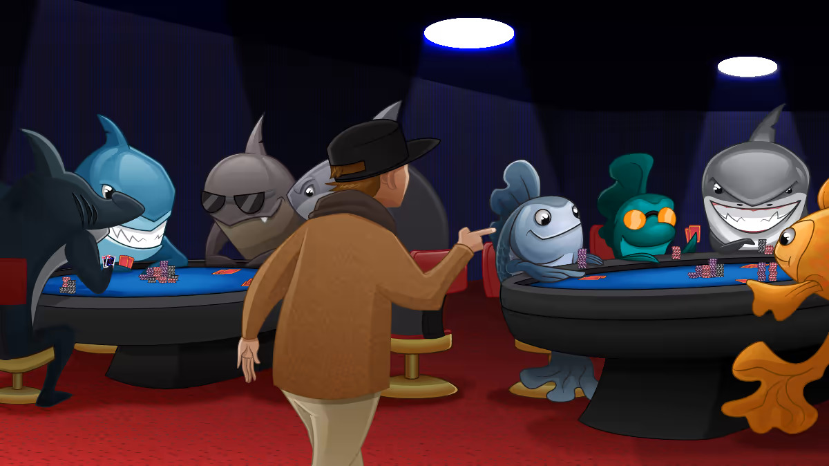 Cash tables with fishes and sharks